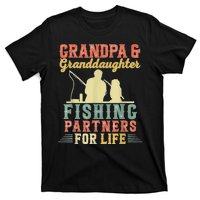 Vintage Retro Grandpa And Granddaughter Fishing Partners T-Shirt