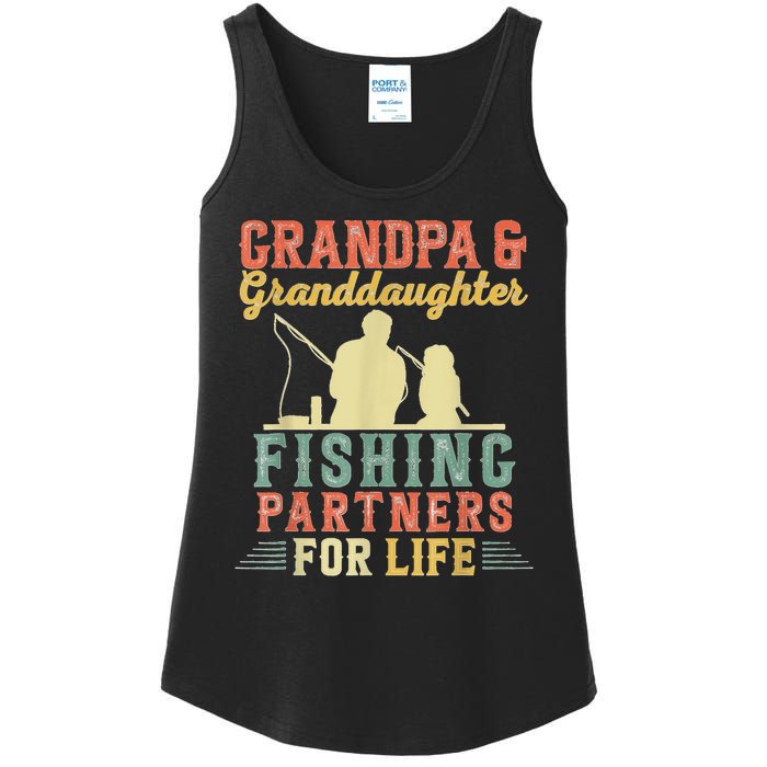 Vintage Retro Grandpa And Granddaughter Fishing Partners Ladies Essential Tank