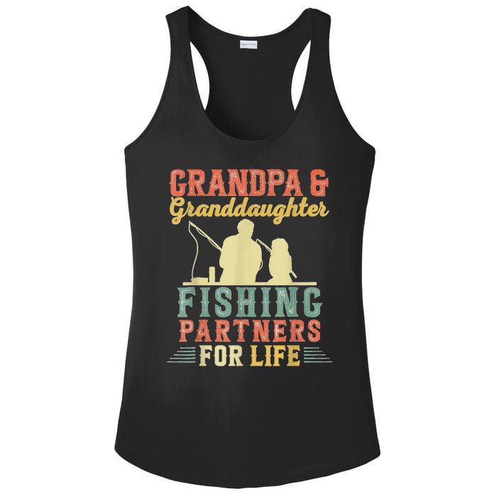 Vintage Retro Grandpa And Granddaughter Fishing Partners Ladies PosiCharge Competitor Racerback Tank