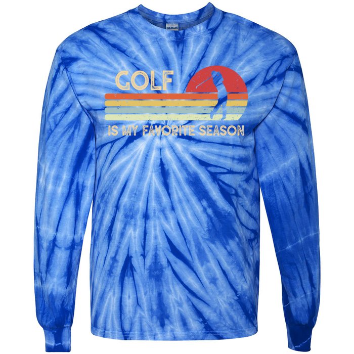 Vintage Retro Golf Is My Favorite Season Funny Gift Tie-Dye Long Sleeve Shirt