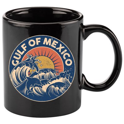 Vintage Retro Gulf of Mexico Emblem 11oz C Handle Ceramic Mug