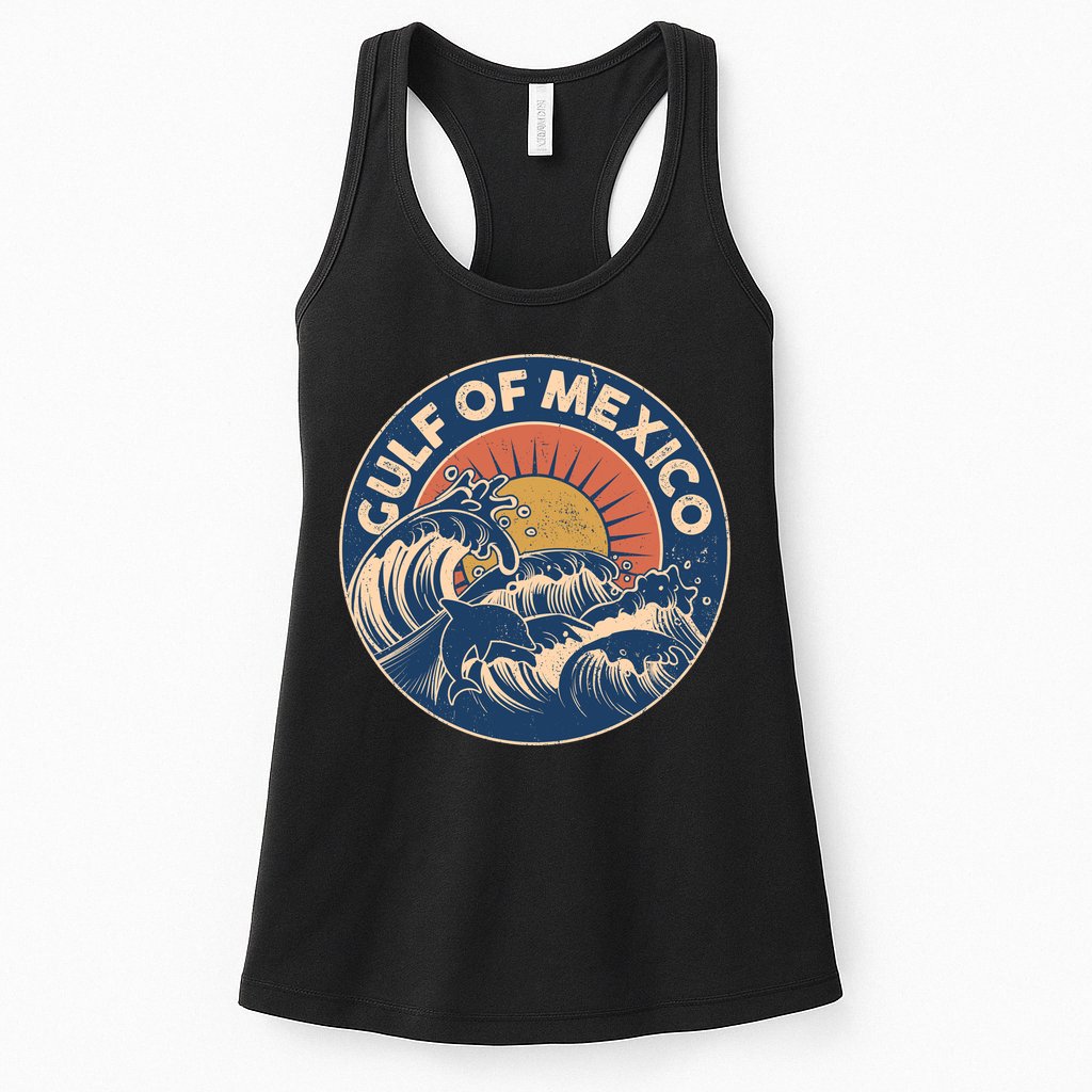 Vintage Retro Gulf of Mexico Emblem Womens Tank Top