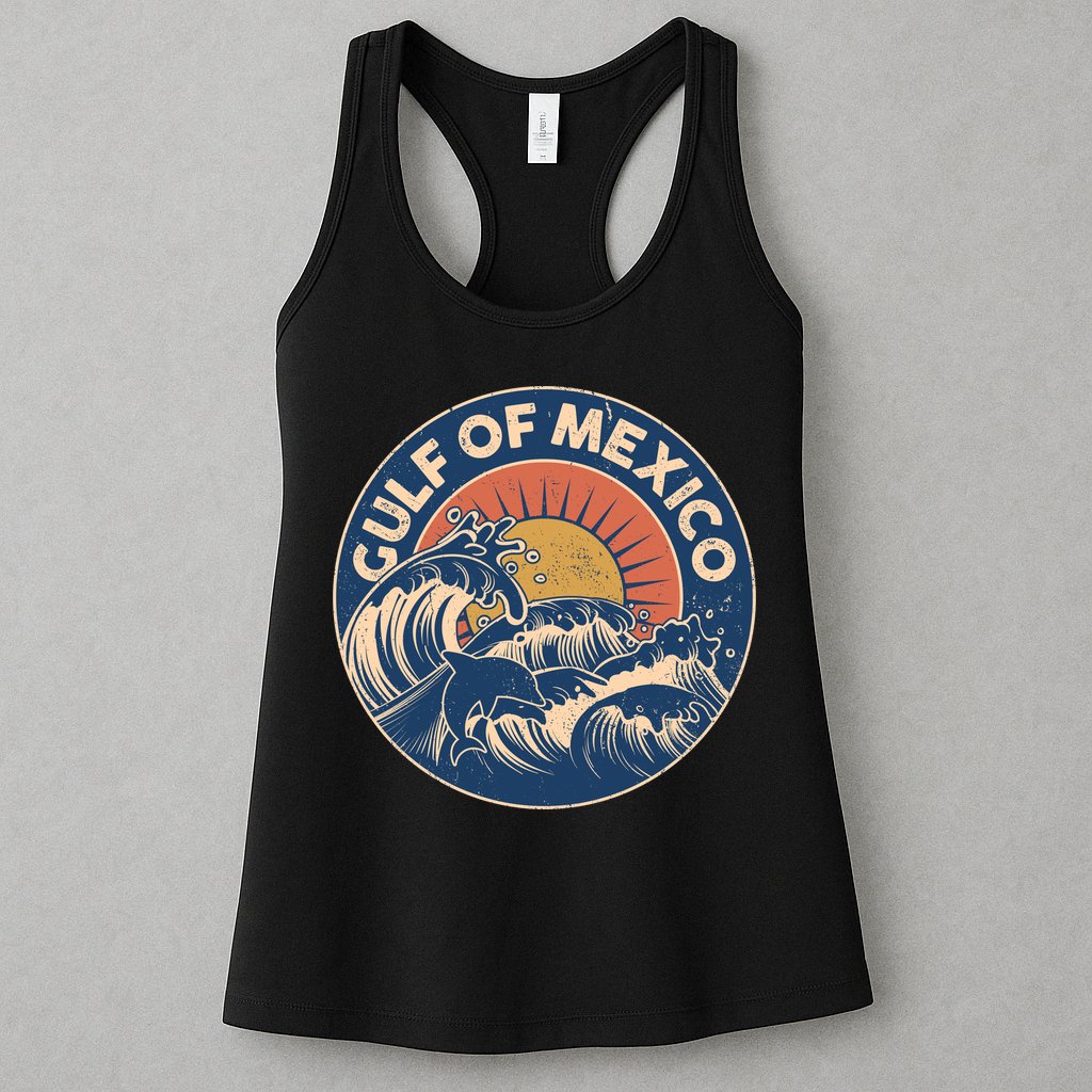 Vintage Retro Gulf of Mexico Emblem Womens Tank Top