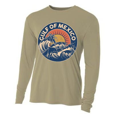 Vintage Retro Gulf of Mexico Emblem Cooling Performance Long Sleeve Crew