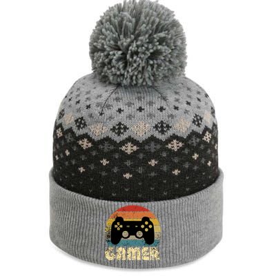 Vintage Retro Gamer Video Game Player Boys Teens Gift The Baniff Cuffed Pom Beanie