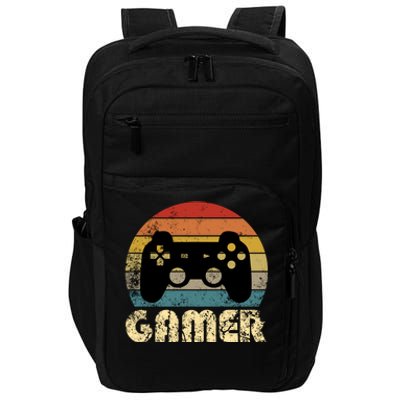 Vintage Retro Gamer Video Game Player Boys Teens Gift Impact Tech Backpack