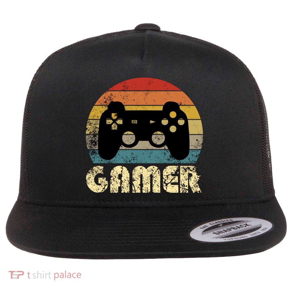Vintage Retro Gamer Video Game Player Boys Teens Gift Flatbill Hat