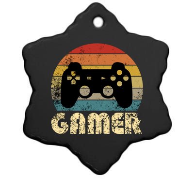 Vintage Retro Gamer Video Game Player Boys Teens Gift Ceramic Star Ornament