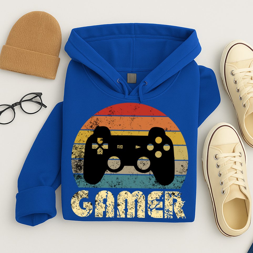 Vintage Retro Gamer Video Game Player Boys Teens Gift Hoodie