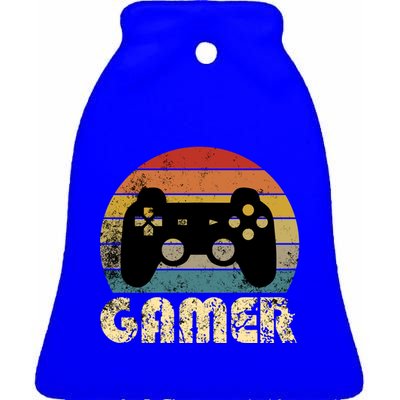 Vintage Retro Gamer Video Game Player Boys Teens Gift Ceramic Bell Ornament