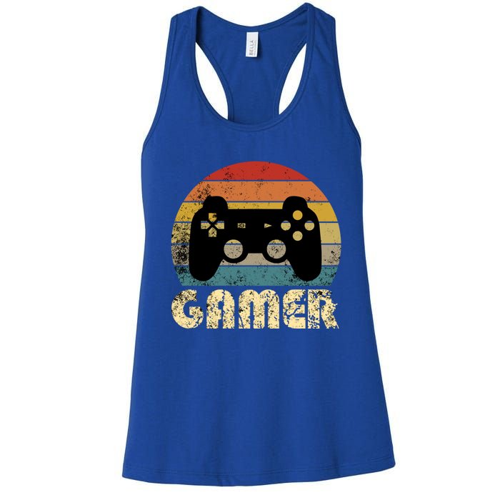 Vintage Retro Gamer Video Game Player Boys Teens Gift Women's Racerback Tank