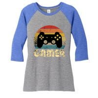 Vintage Retro Gamer Video Game Player Boys Teens Gift Women's Tri-Blend 3/4-Sleeve Raglan Shirt