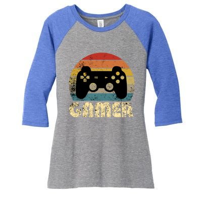 Vintage Retro Gamer Video Game Player Boys Teens Gift Women's Tri-Blend 3/4-Sleeve Raglan Shirt