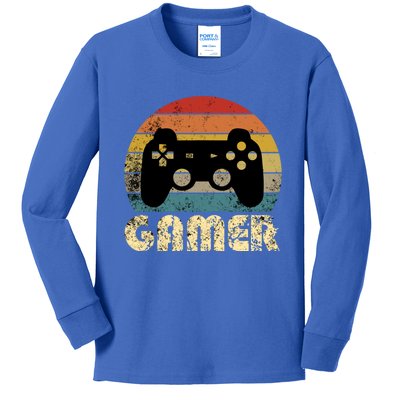 Vintage Retro Gamer Video Game Player Boys Teens Gift Kids Long Sleeve Shirt