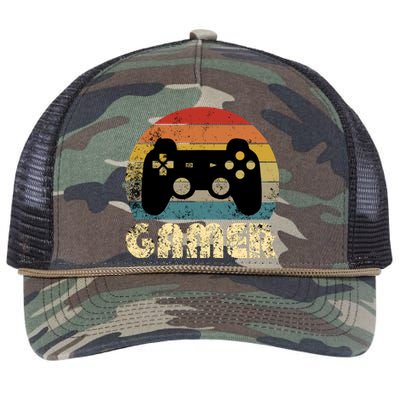 Vintage Retro Gamer Video Game Player Boys Teens Gift Retro Rope Trucker Hat Cap