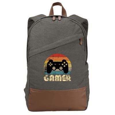 Vintage Retro Gamer Video Game Player Boys Teens Gift Cotton Canvas Backpack