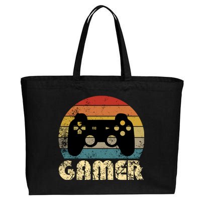 Vintage Retro Gamer Video Game Player Boys Teens Gift Cotton Canvas Jumbo Tote