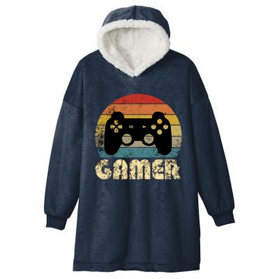 Vintage Retro Gamer Video Game Player Boys Teens Gift Hooded Wearable Blanket