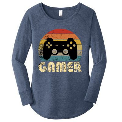 Vintage Retro Gamer Video Game Player Boys Teens Gift Women's Perfect Tri Tunic Long Sleeve Shirt