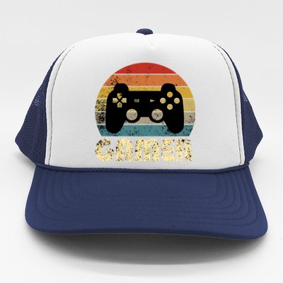 Vintage Retro Gamer Video Game Player Boys Teens Gift Trucker Hat