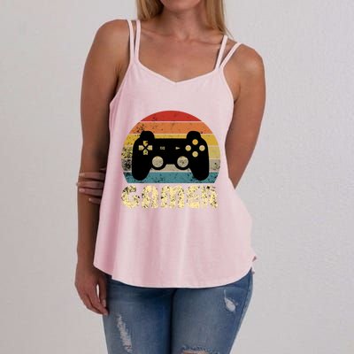 Vintage Retro Gamer Video Game Player Boys Teens Gift Women's Strappy Tank