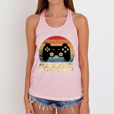 Vintage Retro Gamer Video Game Player Boys Teens Gift Women's Knotted Racerback Tank