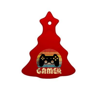 Vintage Retro Gamer Video Game Player Boys Teens Gift Ceramic Tree Ornament