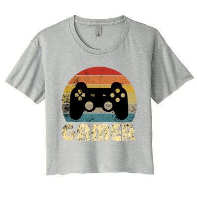 Vintage Retro Gamer Video Game Player Boys Teens Gift Women's Crop Top Tee