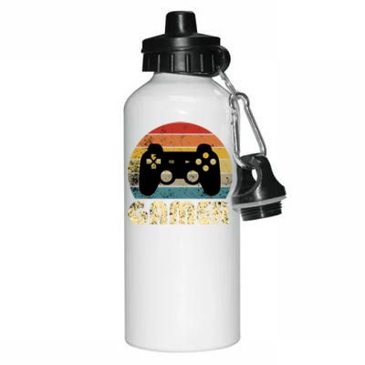 Vintage Retro Gamer Video Game Player Boys Teens Gift Aluminum Water Bottle