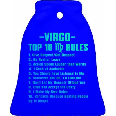 Virgos Rules Gift Ceramic Bell Ornament