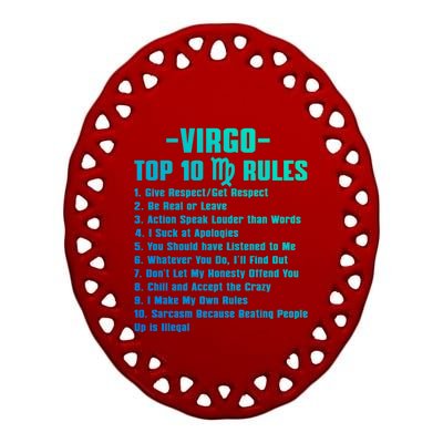 Virgos Rules Gift Ceramic Oval Ornament