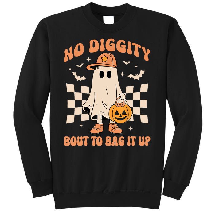 Vintage Retro Halloween Ghost No Diggity Bout To Bag It Up Gift Sweatshirt