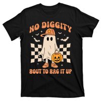 Vintage Retro Halloween Ghost No Diggity Bout To Bag It Up Gift T-Shirt