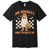 Vintage Retro Halloween Ghost No Diggity Bout To Bag It Up Gift Premium T-Shirt