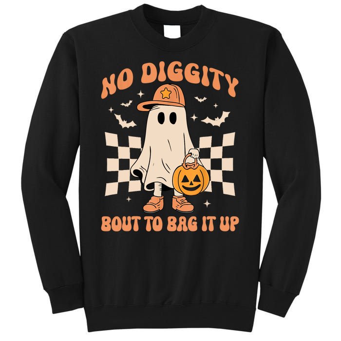 Vintage Retro Halloween Ghost No Diggity Bout To Bag It Up Gift Tall Sweatshirt