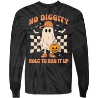 Vintage Retro Halloween Ghost No Diggity Bout To Bag It Up Gift Tie-Dye Long Sleeve Shirt