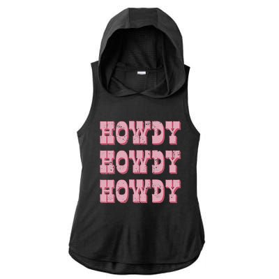 Vintage Retro Howdy Southern Western Cow Country Rodeo Ladies PosiCharge Tri-Blend Wicking Draft Hoodie Tank