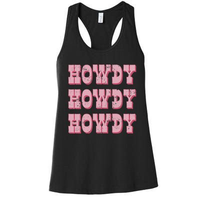 Vintage Retro Howdy Southern Western Cow Country Rodeo Women's Racerback Tank