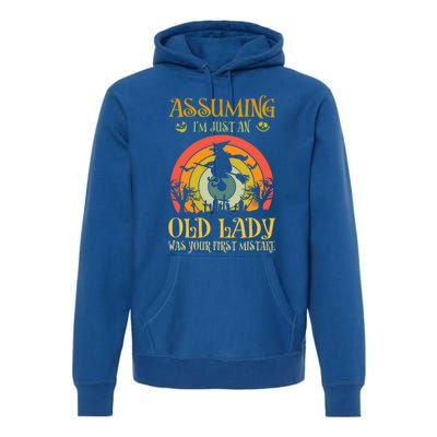 Vintage Retro Halloween Assuming Im Just An Old Lady Gift Premium Hoodie