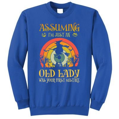 Vintage Retro Halloween Assuming Im Just An Old Lady Gift Tall Sweatshirt