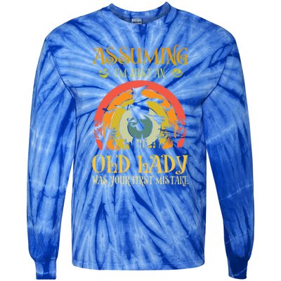 Vintage Retro Halloween Assuming Im Just An Old Lady Gift Tie-Dye Long Sleeve Shirt