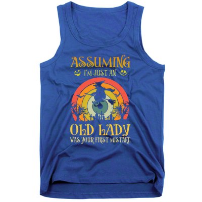 Vintage Retro Halloween Assuming Im Just An Old Lady Gift Tank Top