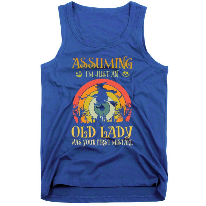 Vintage Retro Halloween Assuming Im Just An Old Lady Gift Tank Top