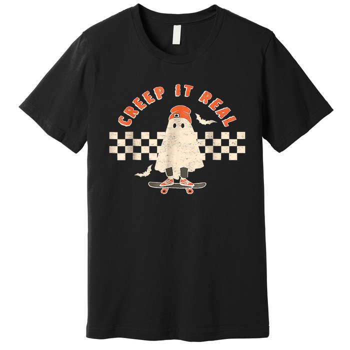 Vintage Retro Halloween Creep It Real Ghost Boy Fall Season Premium T-Shirt