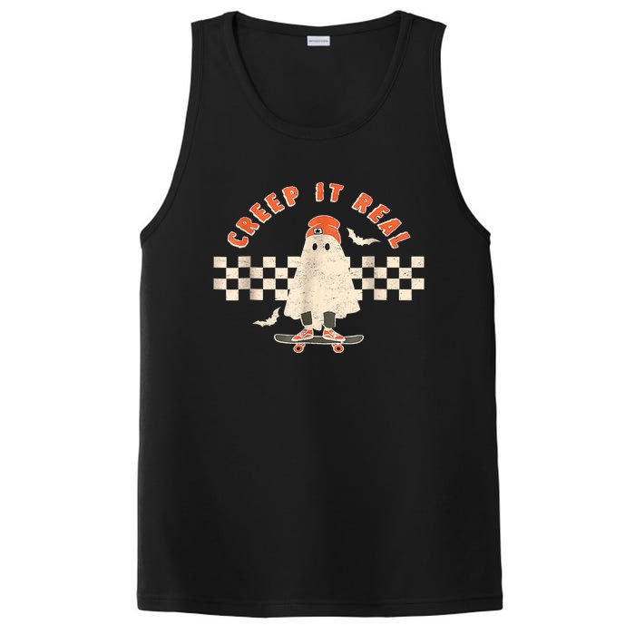 Vintage Retro Halloween Creep It Real Ghost Boy Fall Season PosiCharge Competitor Tank