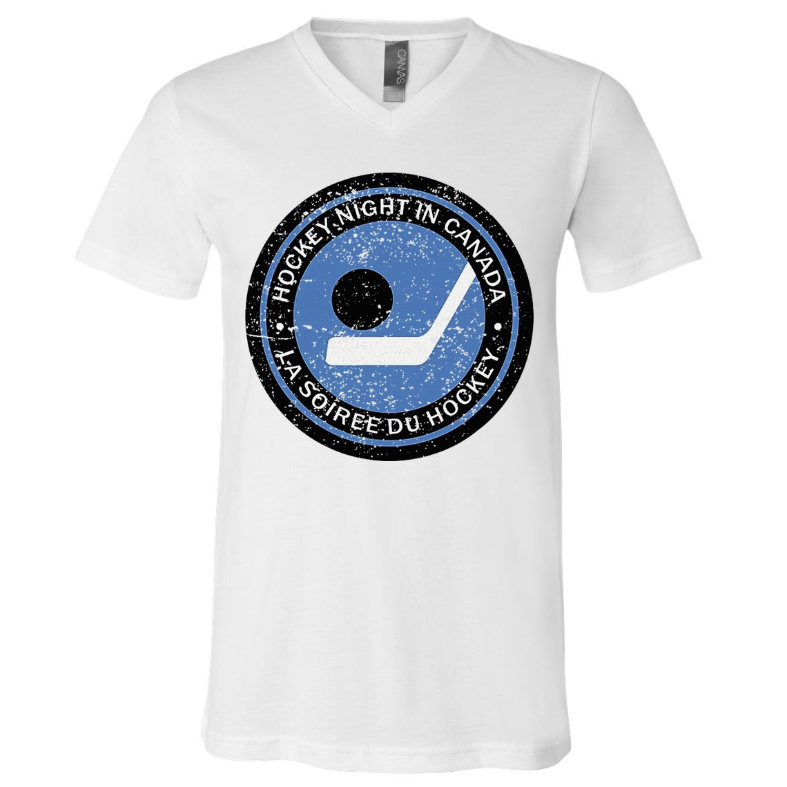 Vintage Retro Hockey Night In Canada Hockey Player Team V-Neck T-Shirt