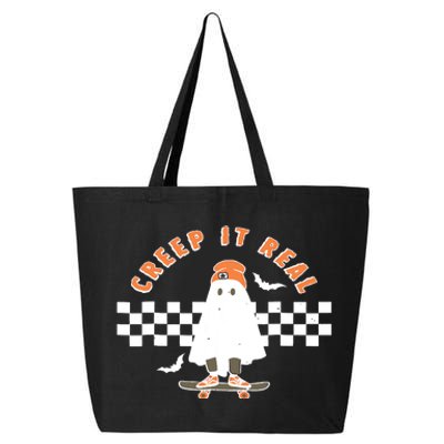 Vintage Retro Halloween Creep It Real Ghost Boy Fall Season 25L Jumbo Tote