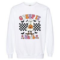 Vintage Retro Halloween Creep It Real Ghost Boy Fall Season Garment-Dyed Sweatshirt