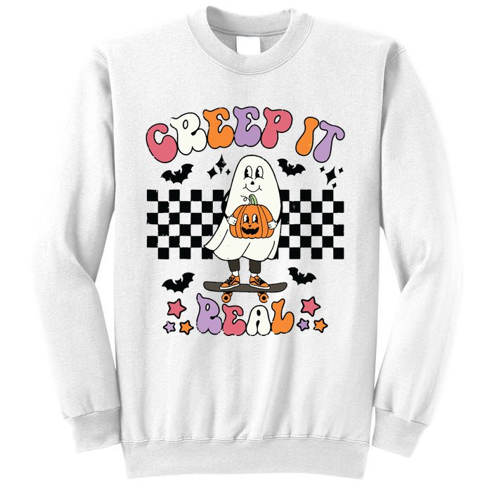 Vintage Retro Halloween Creep It Real Ghost Boy Fall Season Sweatshirt