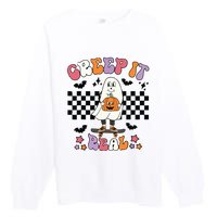 Vintage Retro Halloween Creep It Real Ghost Boy Fall Season Premium Crewneck Sweatshirt